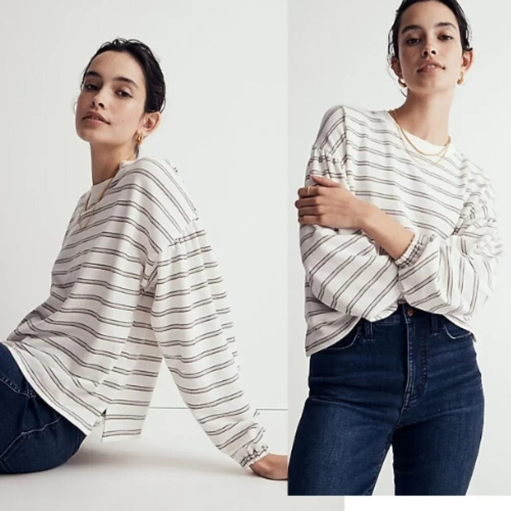 Madewell Cotton-Blend Long-Sleeve Tee in Stripe 29143